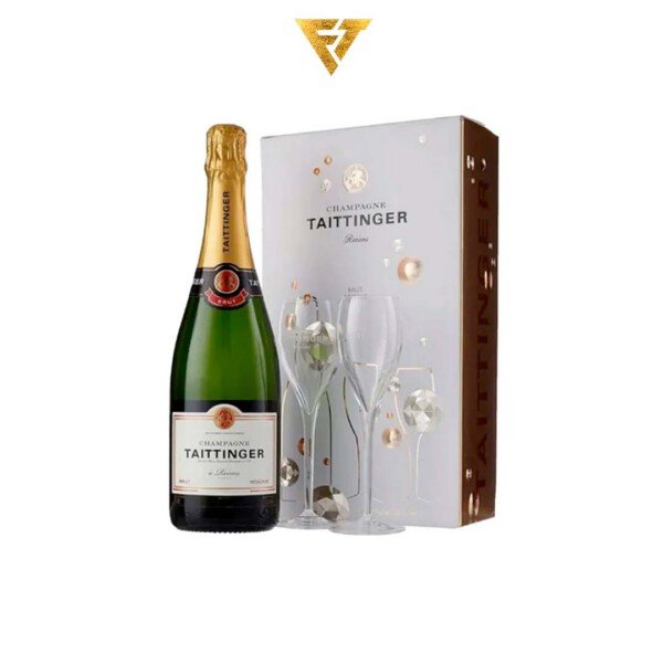Estuche Champagne Taittinger Brut Reserve + 2 Copa 750cc